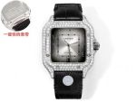 THB Factory Cartier Santos Middle East Version Tape Silver steel case with White diamonds diameter 39.8mm watch
